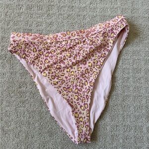 DIPPIN DAISY’S pink animal print high waisted cheeky swim bikini bottoms medium